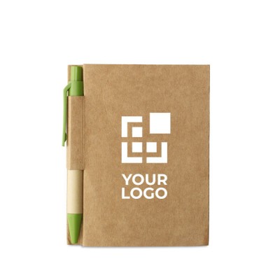Reclame notitieboekje met pen kleur limoen groen
