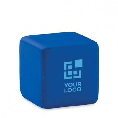 Anti-stress kubus met logo kleur blauw