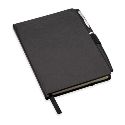 Notitieboekje met pen voor reclame kleur zwart