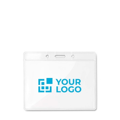 Transparante badgehouder voor keycord met logo kleur doorzichtig