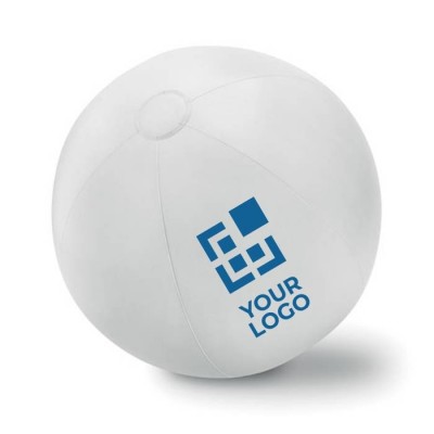Strandbal met logo kleur wit
