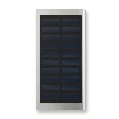 Solar powerbank met opdruk 8000 mAh kleur matzilver tweede weergave