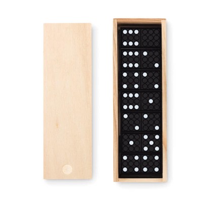Domino in houten doos met logo
