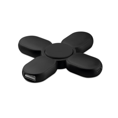 Spinner met USB-hub voor 3 poorten kleur zwart