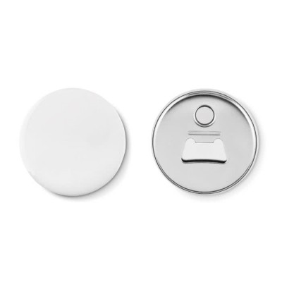 Button met flesopener en logo Ø58m kleur matzilver
