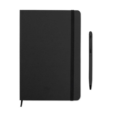 A5-notitieboekje met pen voor reclame kleur zwart