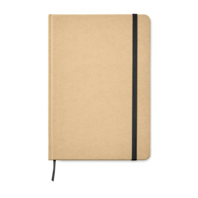 Bedrukt notitieboekje van gerecycled karton kleur zwart
