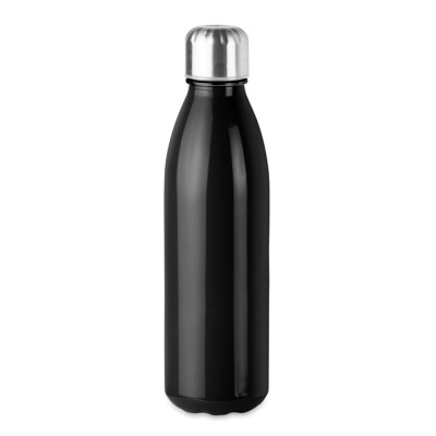 Glazen fles met stalen dop kleur zwart