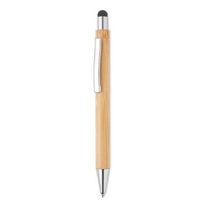 Tactiele pen met logo en bamboe kleur hout