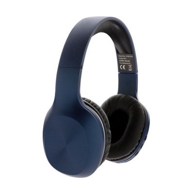 Bluetooth 5.0 koptelefoon met logo kleur marineblauw