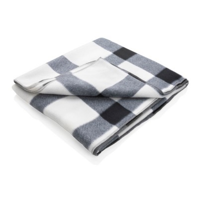 Zachte ruitpatroon deken met logo  kleur wit