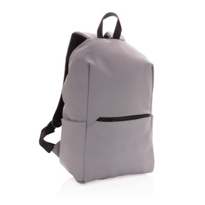 Gladde PU, zakelijke rugzak (15.6" laptops) kleur grijs