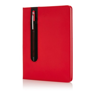 Gepersonaliseerd notitieboek met touchpen kleur rood