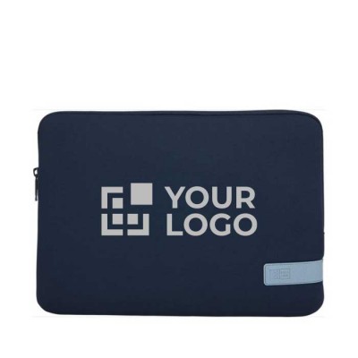13" laptophoes met logo bedrukt kleur marineblauw