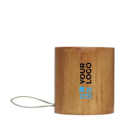 Ronde bamboe 5.0 bluetooth speaker met logo