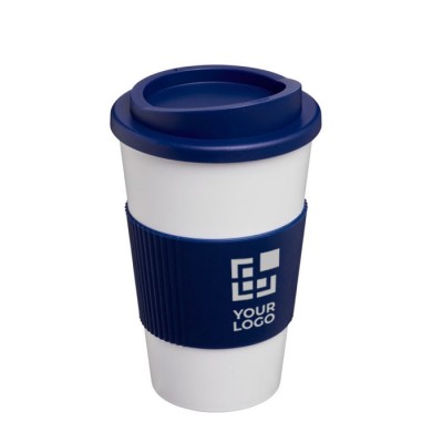Plastic to go koffiebekers in eco-tasje kleur blauw