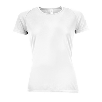 Bedrukte sportshirts voor vrouwen, 140 g/m2 in de kleur wit