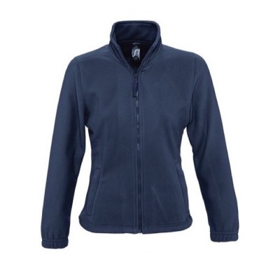 Fleece dames vest met bedrijfslogo, 300 g/m2 in de kleur donkerblauw
