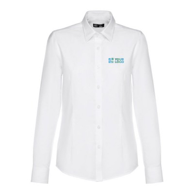 Dames overhemden met bedrijfslogo, 130 g/m2 in de kleur wit