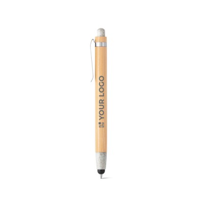 Bamboe touch tip pennen met logo weergave met jouw bedrukking