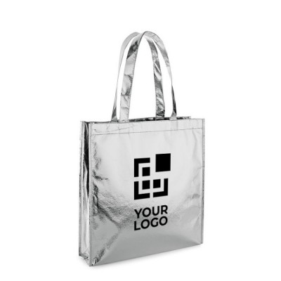 Metallic non woven tassen bedrukken met logo weergave met jouw bedrukking