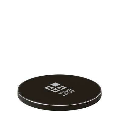 Ronde draadloze opladers met logo kleur zwart