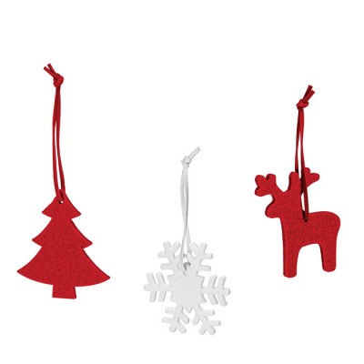 Set drie kerstboomhangers met logo kleur meerkleurig eerste weergave