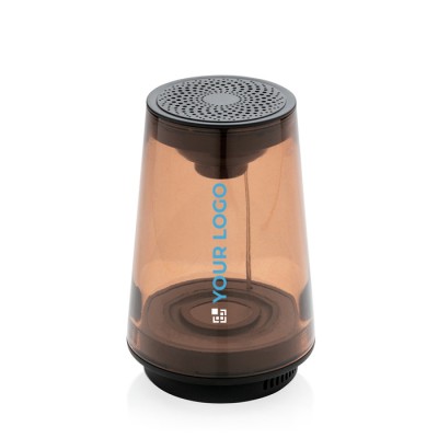 Doorzichtige bluetooth speaker relatiegeschenk weergave met jouw bedrukking