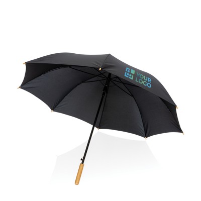 Automatische paraplu, bamboe handvat weergave met jouw bedrukking