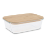 Klassieke rechthoekige glazen lunchbox met bamboedeksel
