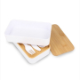 Dubbele lunchbox van gerecycled plastic en bamboe