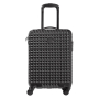 Getextureerde 4-wiel trolley in diverse kleuren met etiket.