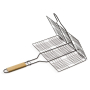 Rechthoekige barbecuegrill met comfortabel houten handvat