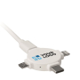 Adapter met 3 connectoren en kleurenlogo