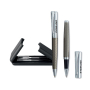 Schrijfset met balpen en rollerpen kleur titanium