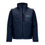 Polyester werkjas met opdruk in de kleur marineblauw