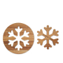 Set van 2 sneeuwvlokvormige onderzetters van acaciahout