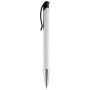 Witte plastic pen met details op de drukknop