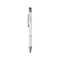 Aluminium pen met opgerold papieren handvat, blauwe inkt