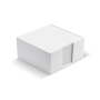 Kubus met 320 witte notitiebladen in een plastic kubus 10x10x5 cm