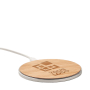 Ronde draadloze oplader van bamboe, snelle oplaadfunctie, 10W