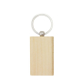 Rechthoekige houten sleutelhanger met metalen ring