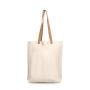 Katoenen tas met synthetische leren handvatten, stevig 180 g/m²