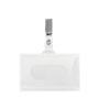 Plastic badgehouder met afneembare broekriemclip 9x5,5 cm