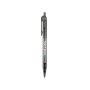 Transparante plastic pen met detail op de drukknop met jouw bedrukking
