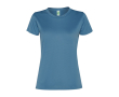 Dames t-shirt van gerecycled polyester 100 g/m² Roly Direct Slam kleur bondi blauw