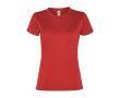 Dames t-shirt van gerecycled polyester 100 g/m² Roly Direct Slam kleur rood