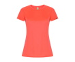 Dames sportshirt van gerecycled poly 135 g/m² Roly Direct Imola kleur koraal