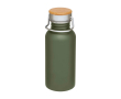 Enkelwandige RVS drinkfles van 550 ml met stijlvolle bamboe dop kleur donkergroen