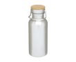Enkelwandige RVS drinkfles van 550 ml met stijlvolle bamboe dop kleur zilver